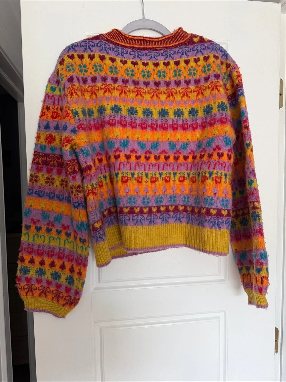 Free People favorite things mixed print wool blend sweater in a small - Picture 6 of 8